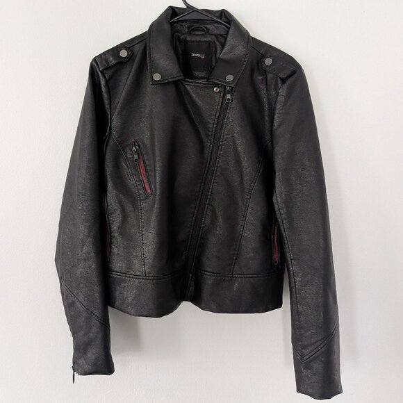 Skinnygirl Jeans Black Faux Leather Jacket – Size L - Picture 2 of 5